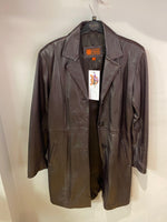 hElium Soft leather Coat Brown Fully Lined with Pockets UK Size 12 - Ava & Iva