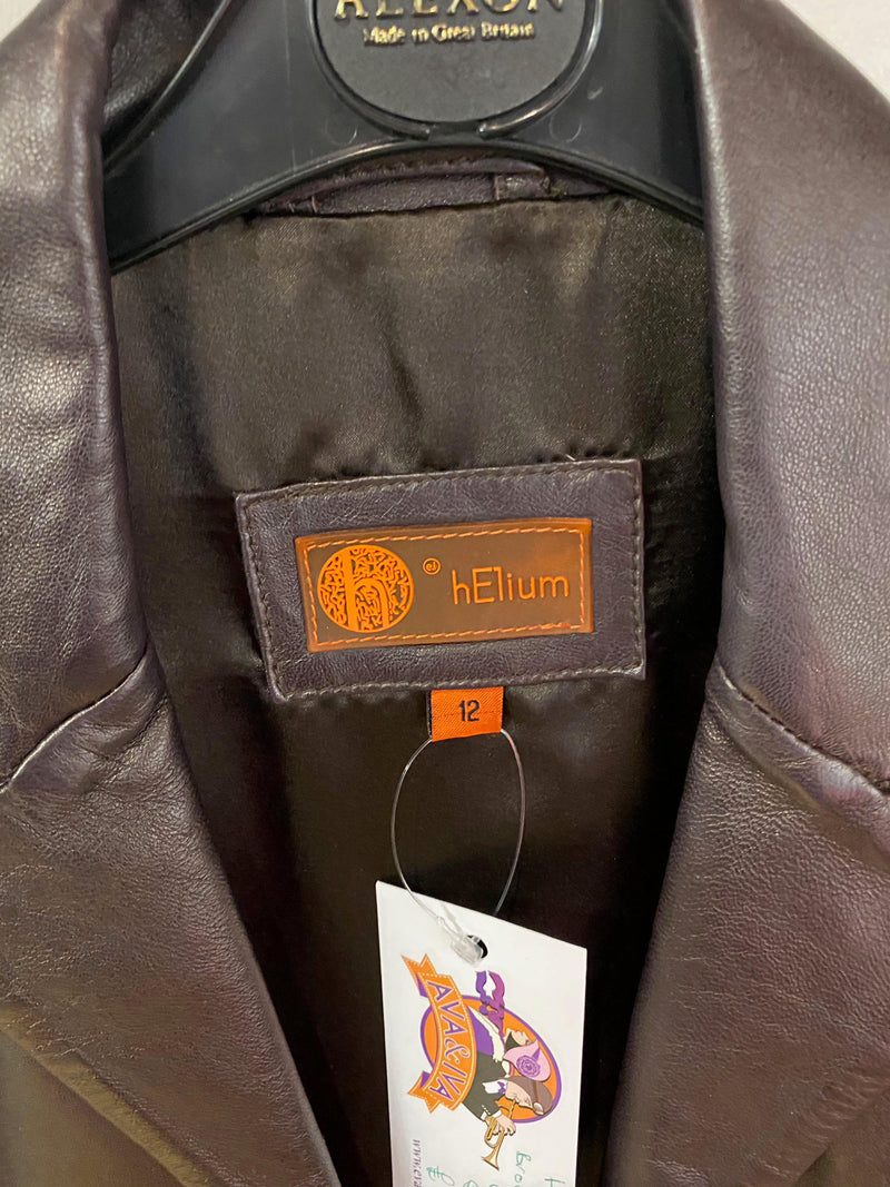 hElium Soft leather Coat Brown Fully Lined with Pockets UK Size 12 - Ava & Iva