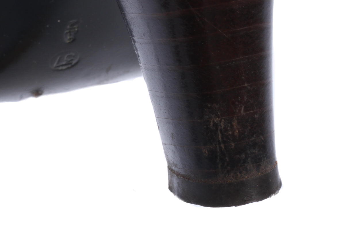 Celine Moc Croc Leather Sandals Brown with Gold Chain Detail Size 37 1/2 - Ava & Iva