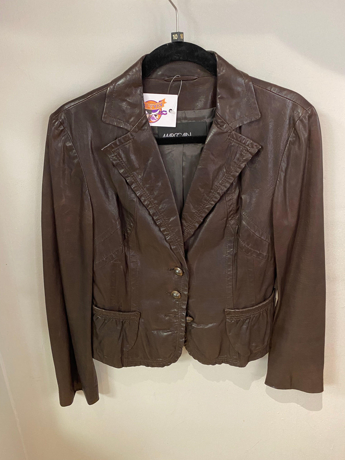 Marc Cain Brown Leather Jacket Size N3 (UK12) - Ava & Iva
