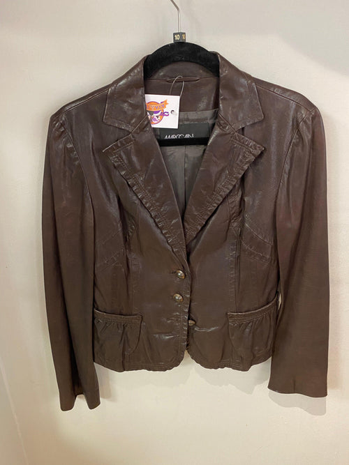Marc Cain Brown Leather Jacket Size N3 (UK12) - Ava & Iva