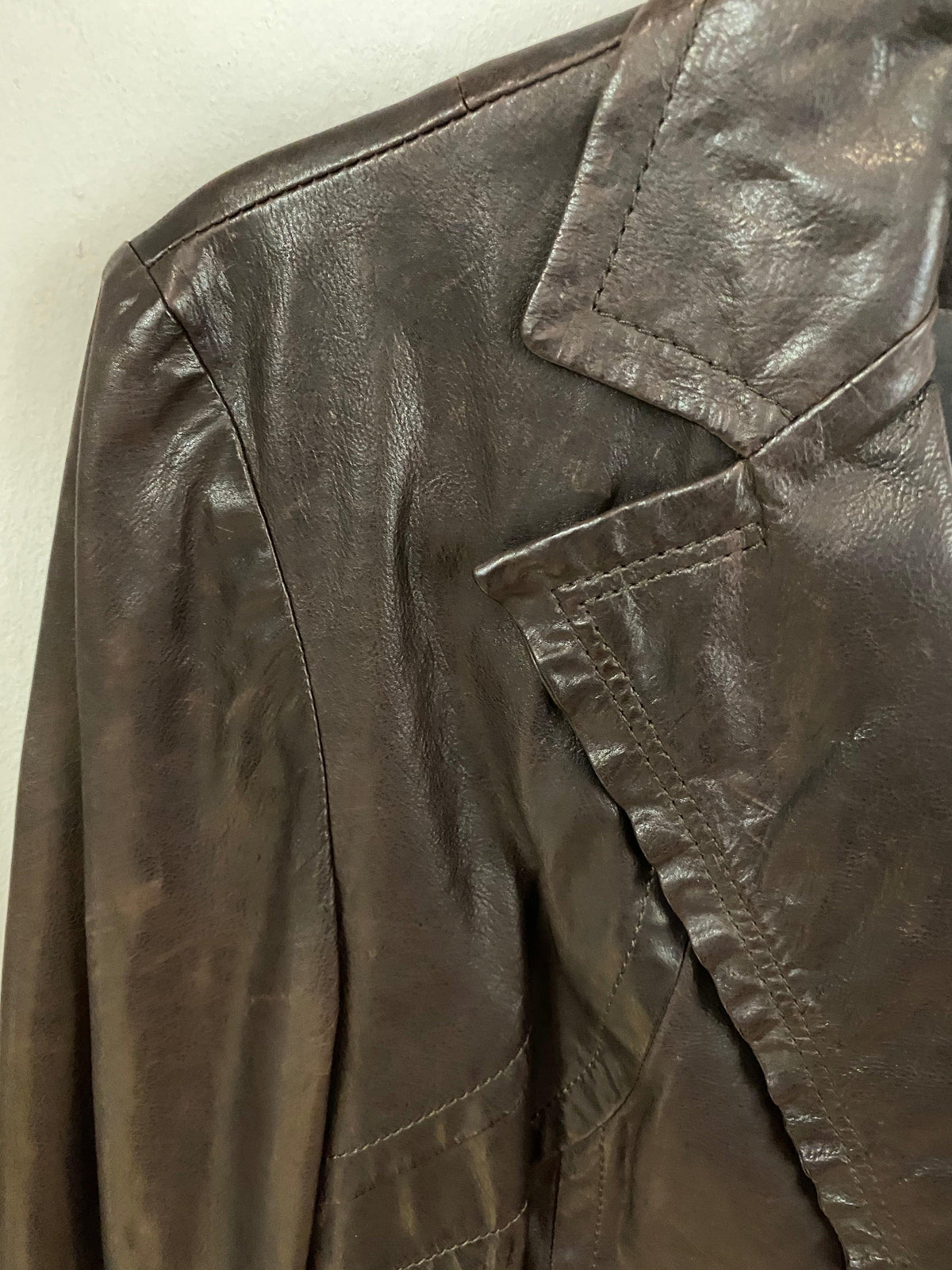 Marc Cain Brown Leather Jacket Size N3 (UK12) - Ava & Iva