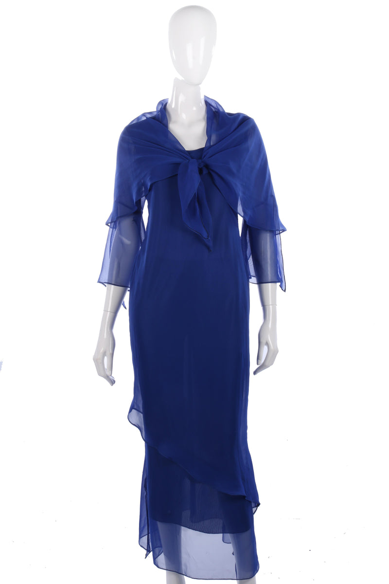 Beautiful blue handmade evening dress and shawl - Ava & Iva