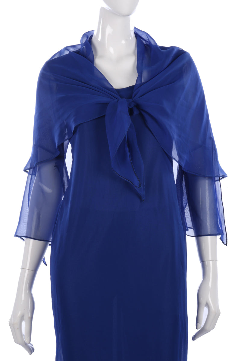 Beautiful blue handmade evening dress and shawl - Ava & Iva