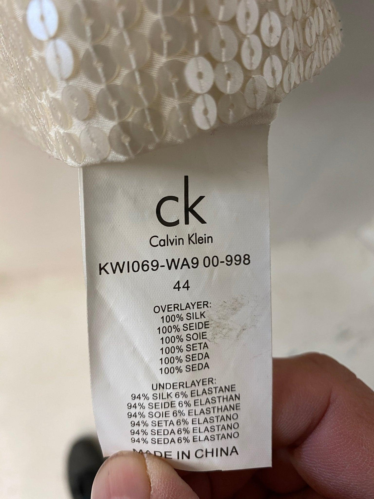 Calvin Klein Grey and Black Silk Sequin Top Size 44 - Ava & Iva