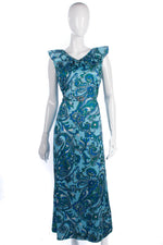 Ladies Pride Vintage 1960/70's Dress Blue and Green Floral Pattern Size 12 - Ava & Iva