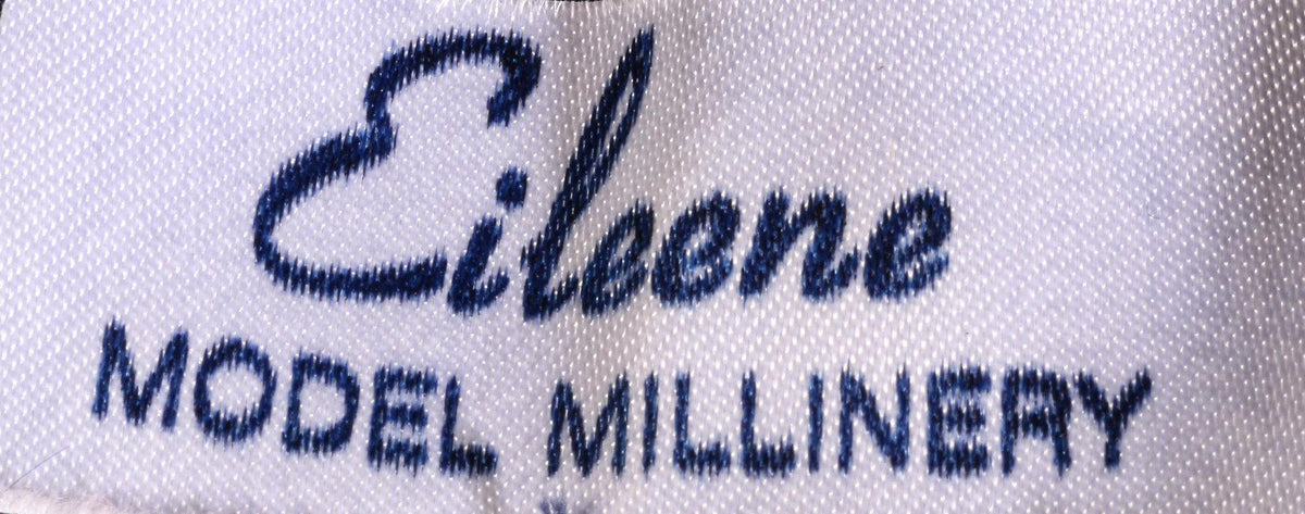 Eileene Model Millinery blue formal hat with large bow detail label