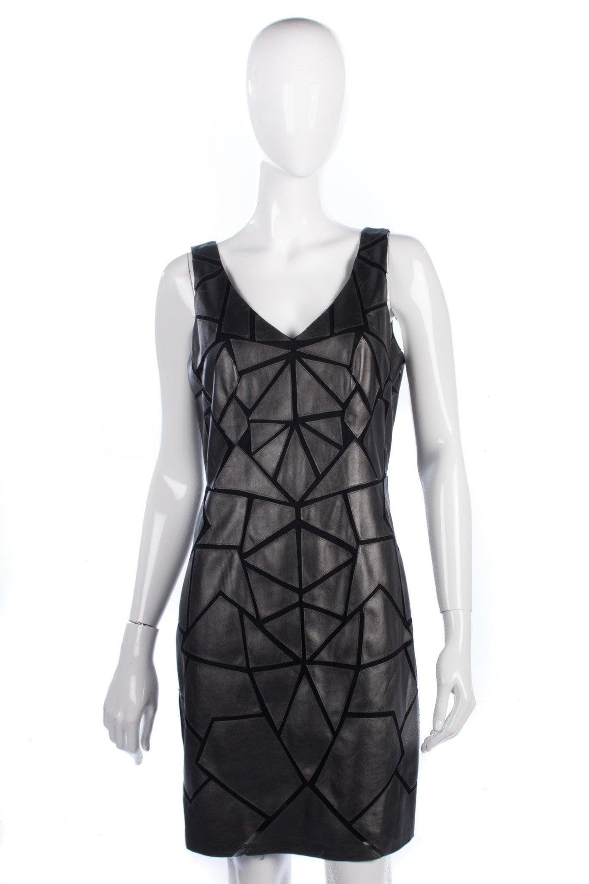 Bernshaw Sayuri Dress Black Leather Look UK Size 12 - Ava & Iva