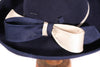 Eileene Model Millinery blue formal hat with large bow detail details
