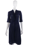 Amazing embroidered sheer 1940's vintage navy dress size XS - Ava & Iva