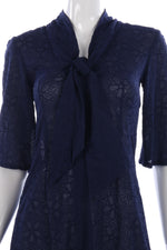 Amazing embroidered sheer 1940's vintage navy dress size XS - Ava & Iva
