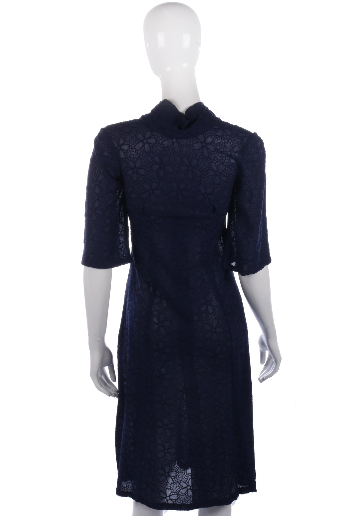 Amazing embroidered sheer 1940's vintage navy dress size XS - Ava & Iva