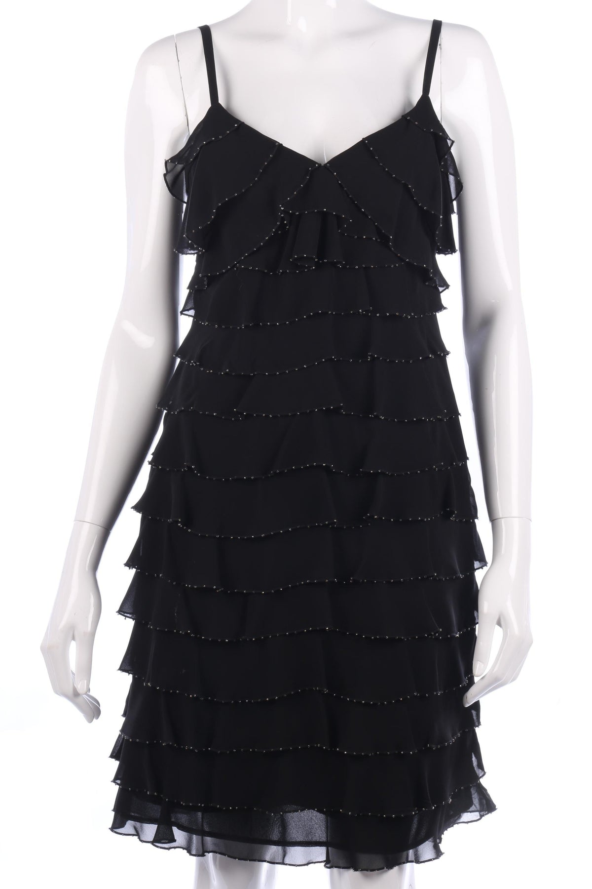 Gina Bacconi Pink Label Black Beaded 1920's Style Dress Size 10 - Ava & Iva