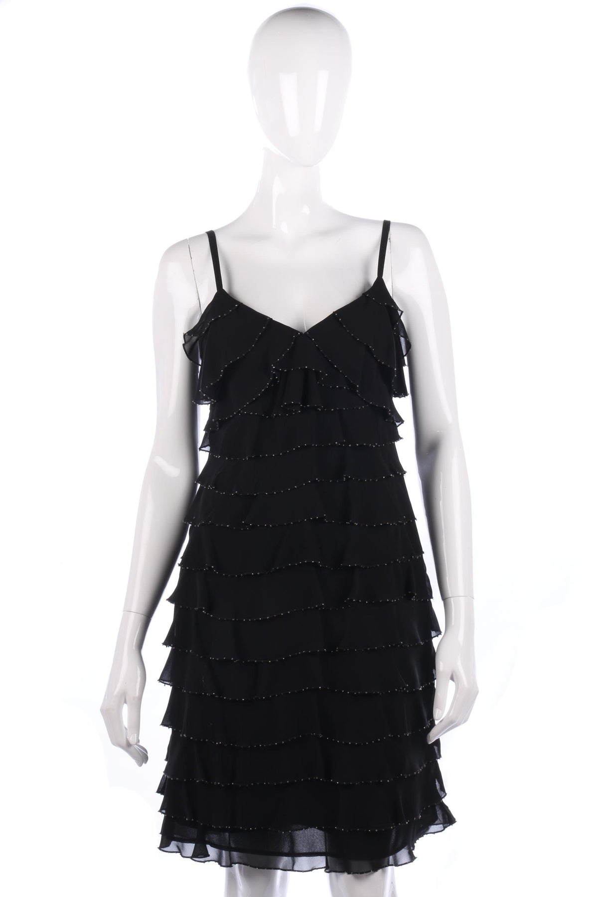 Gina Bacconi Pink Label Black Beaded 1920's Style Dress Size 10 - Ava & Iva