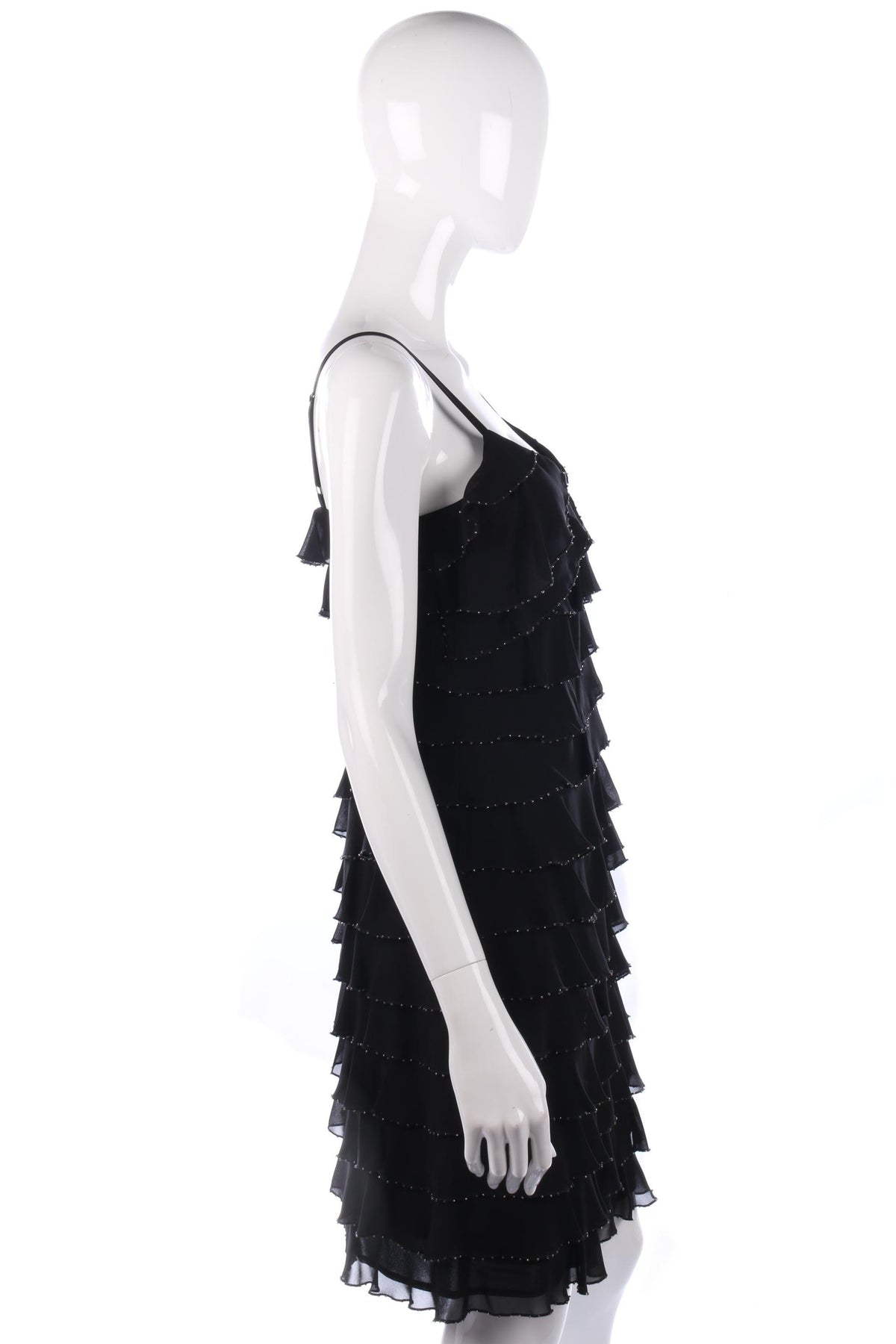 Gina Bacconi Pink Label Black Beaded 1920's Style Dress Size 10 - Ava & Iva