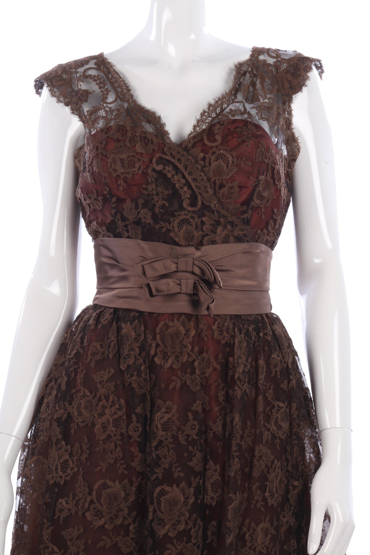 Beautiful 1950's brown lace dress size S - Ava & Iva