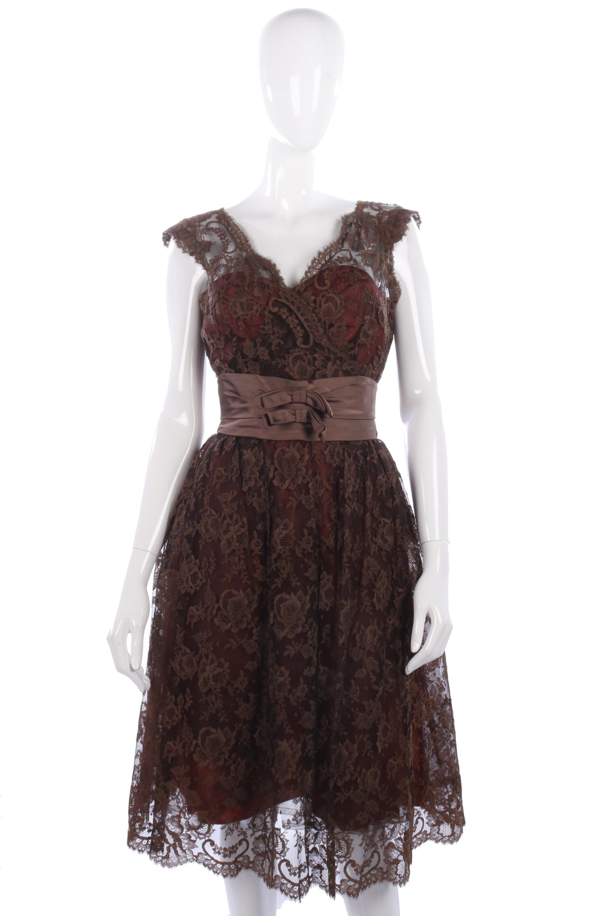Beautiful 1950's brown lace dress size S - Ava & Iva