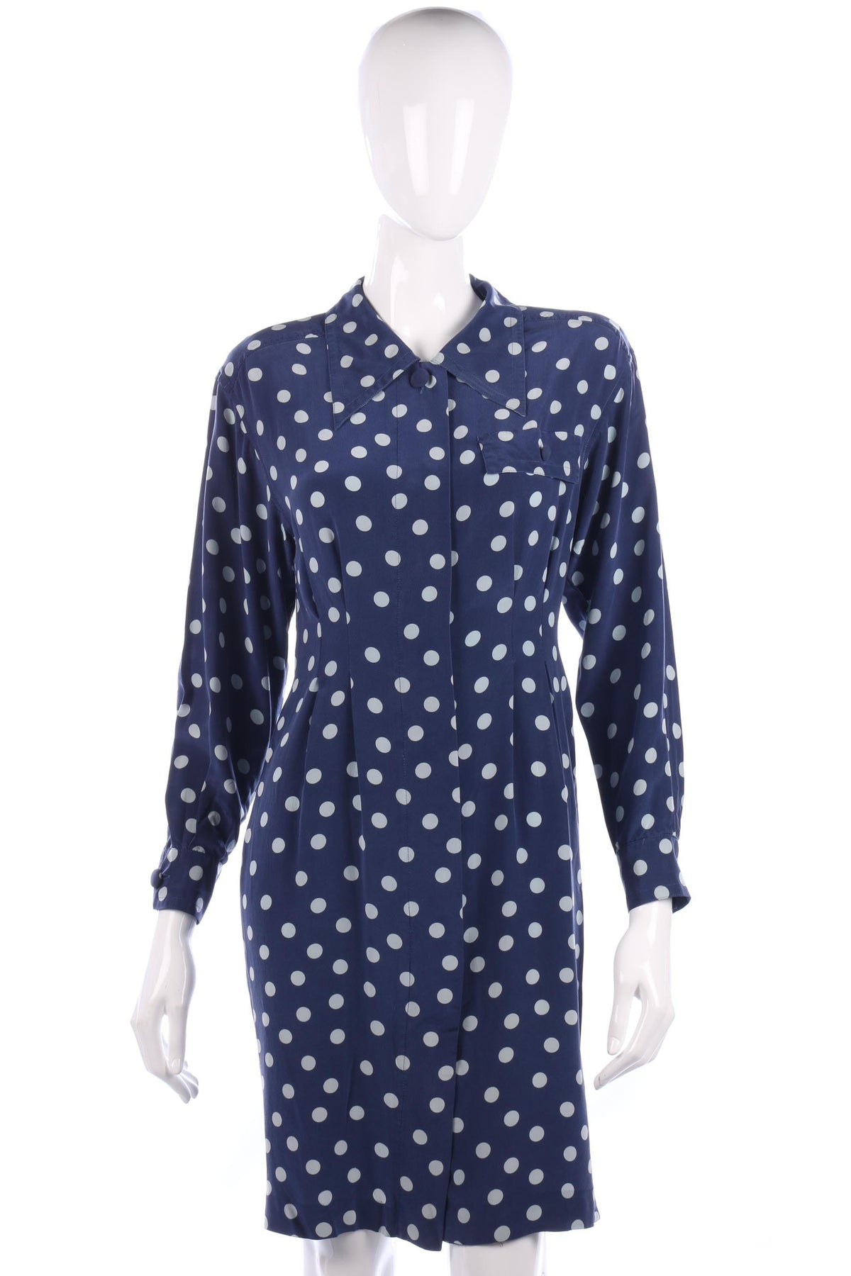 Adrianna Papéll Silk Polkadot Dress Blue Size M - Ava & Iva