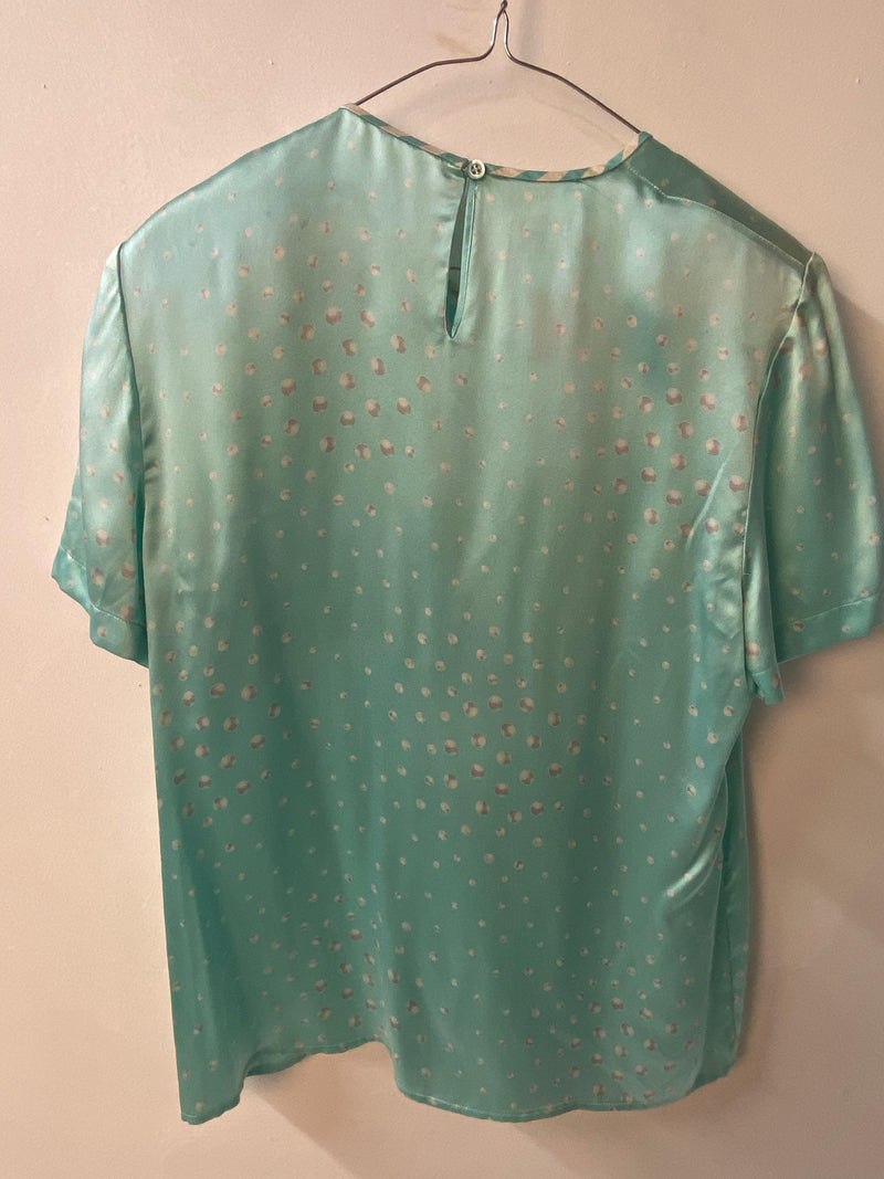 Escada Margaretha Ley Short Sleeve Top Silk Green UK size12 - Ava & Iva