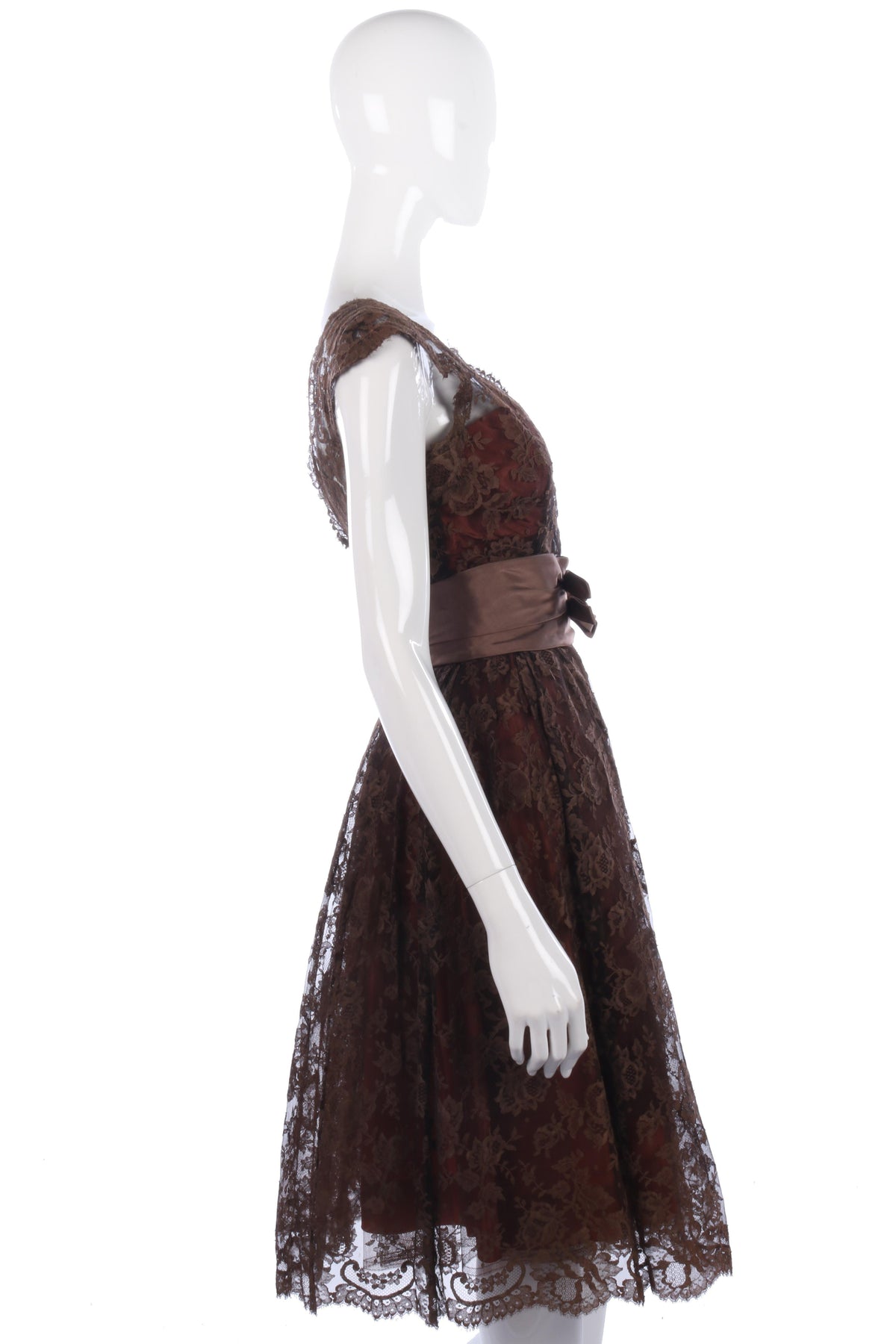 Beautiful 1950's brown lace dress size S - Ava & Iva