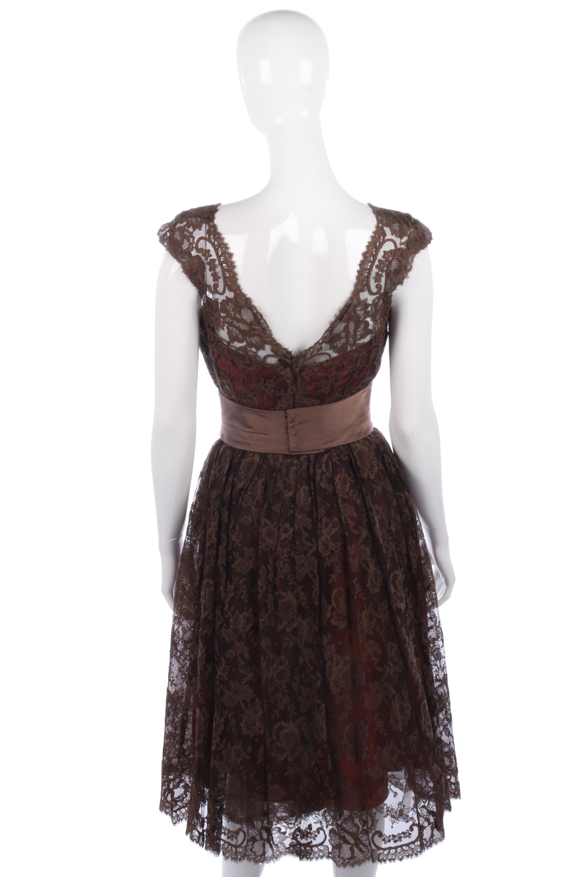 Beautiful 1950's brown lace dress size S - Ava & Iva