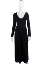 Gabi Lauton Long Black Dress With Belt UK12 - Ava & Iva