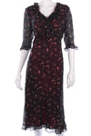 Patsy Seddon Tea Dress Silk Purple Floral Pattern Size 16 - Ava & Iva