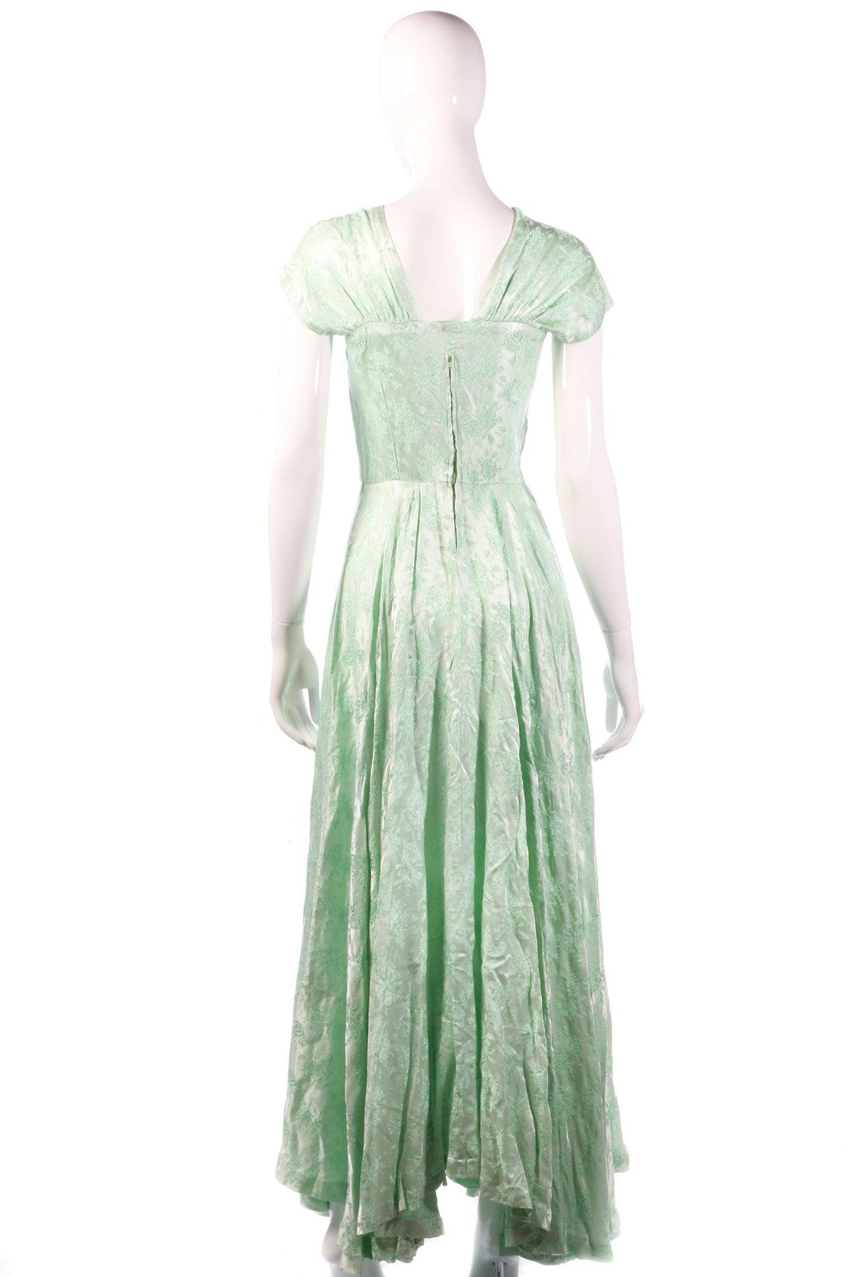 Light green floral evening dress back