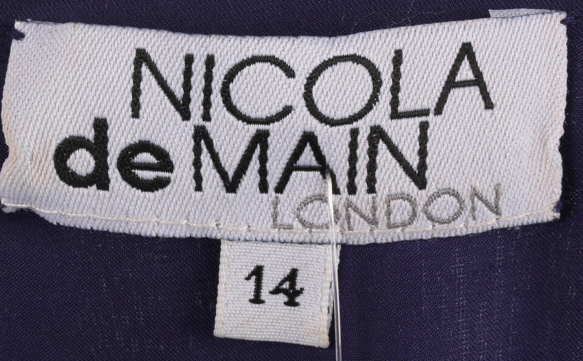 Nicola De Main Dress Purple with Beautiful Neck Detail Size 14 - Ava & Iva