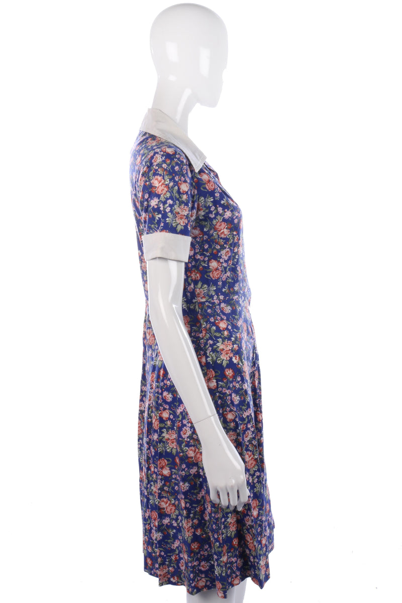 Devonshire Lady cotton vintage floral blue dress size M - Ava & Iva