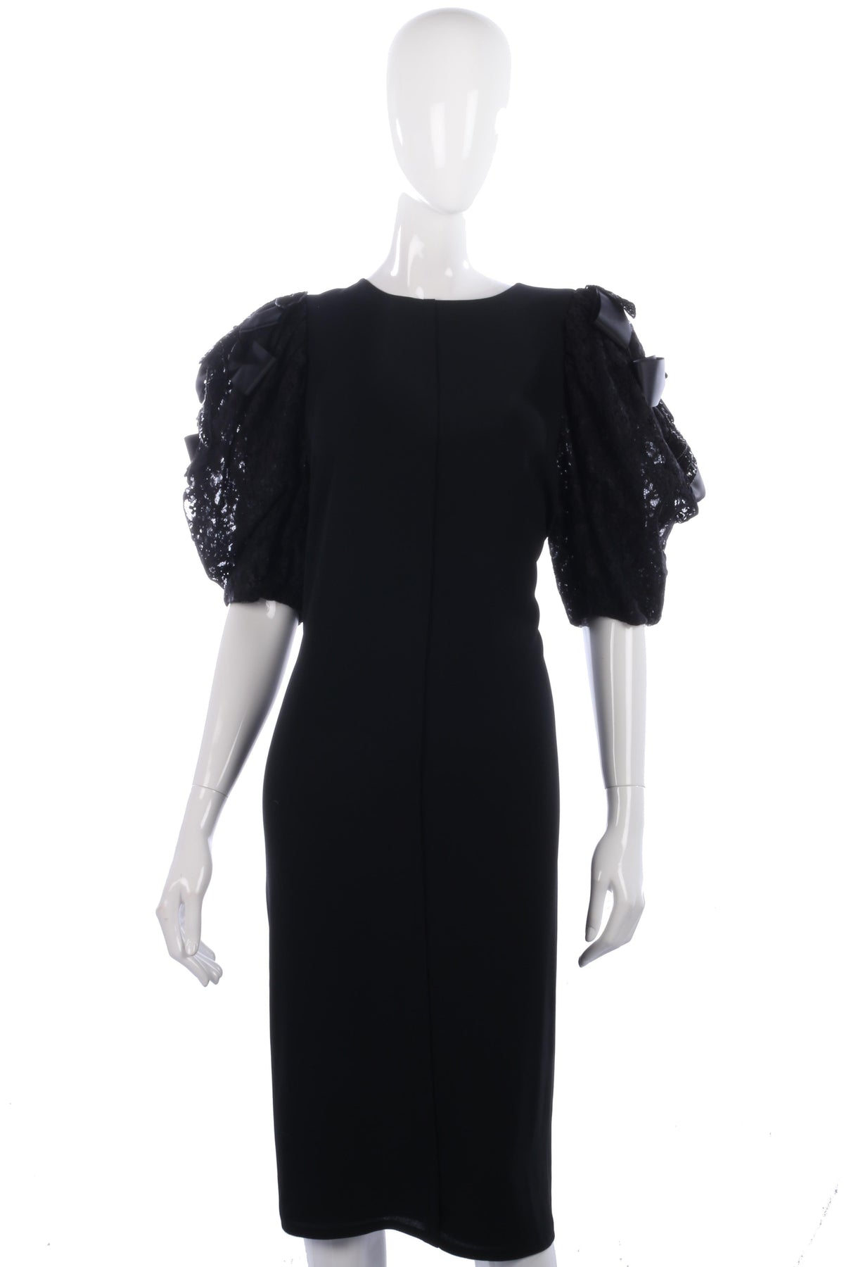Fabulous Frank Usher black dress with lace sleeves size 14/16 - Ava & Iva