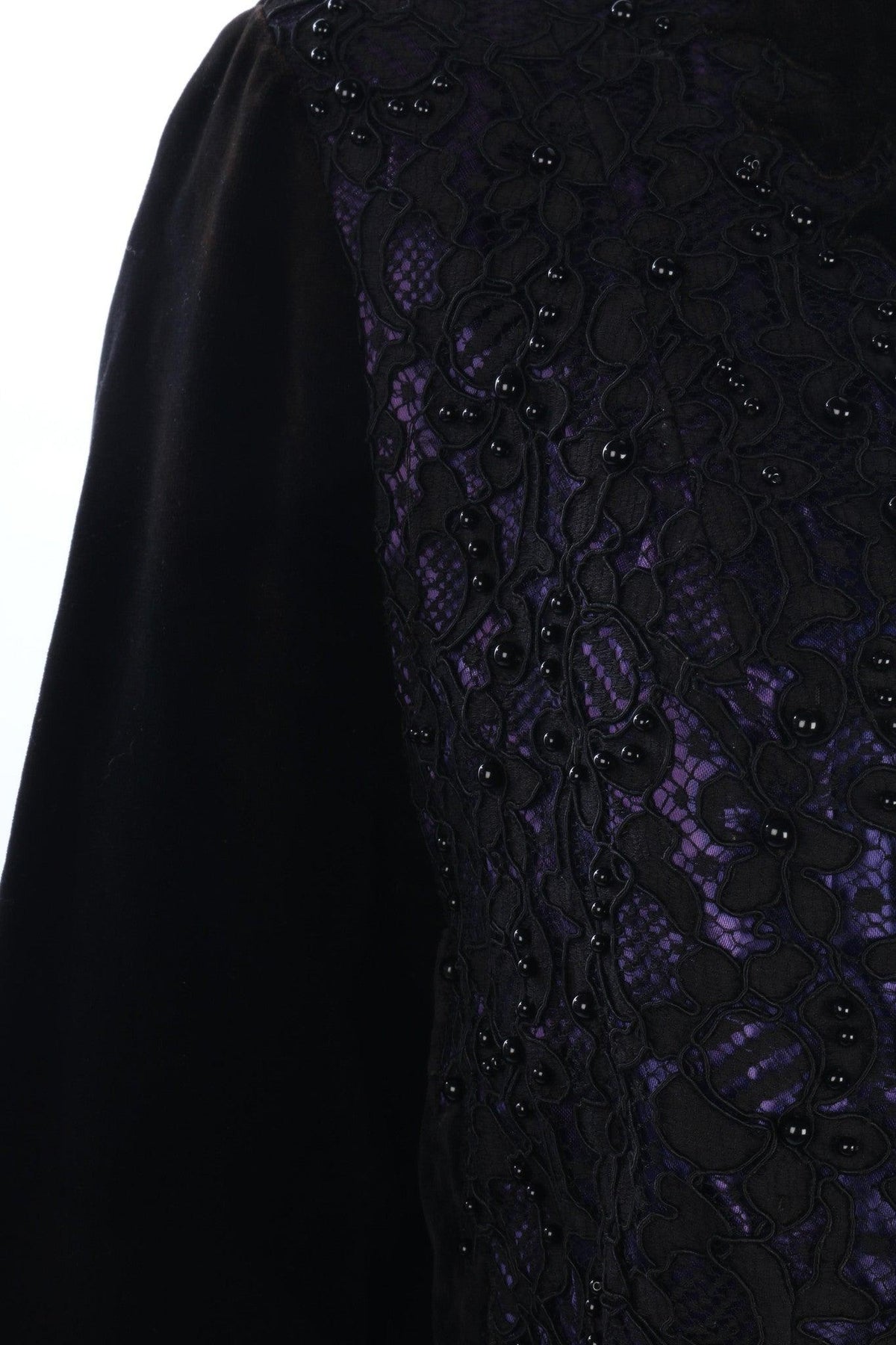 Superb Vintage Jacket Black Velvet and Lace Panels  Size 14/16 - Ava & Iva