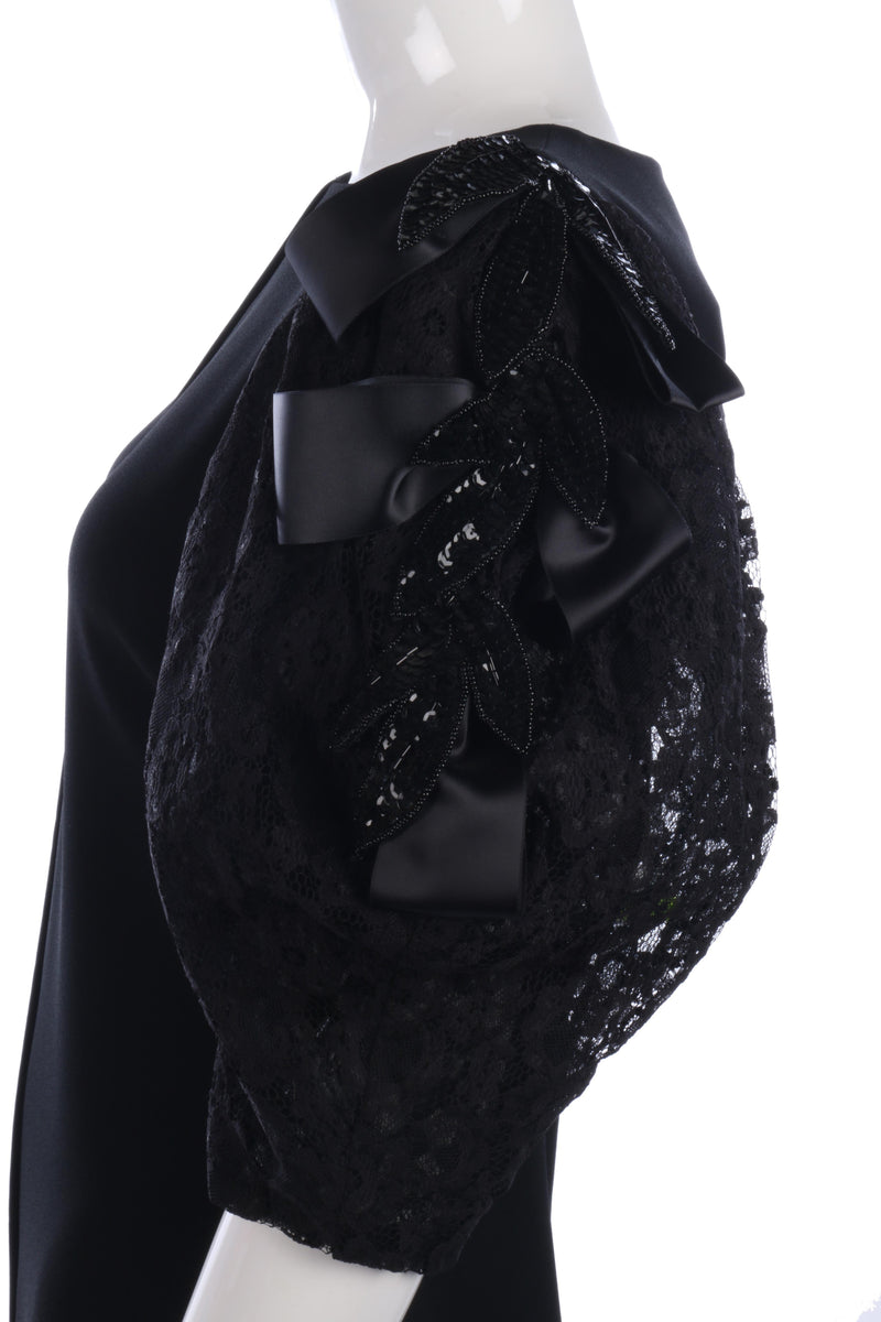 Fabulous Frank Usher black dress with lace sleeves size 14/16 - Ava & Iva