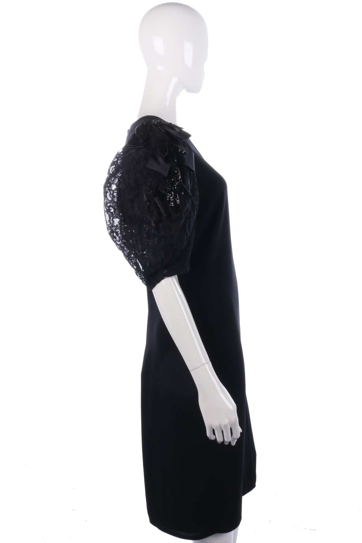 Fabulous Frank Usher black dress with lace sleeves size 14/16 - Ava & Iva