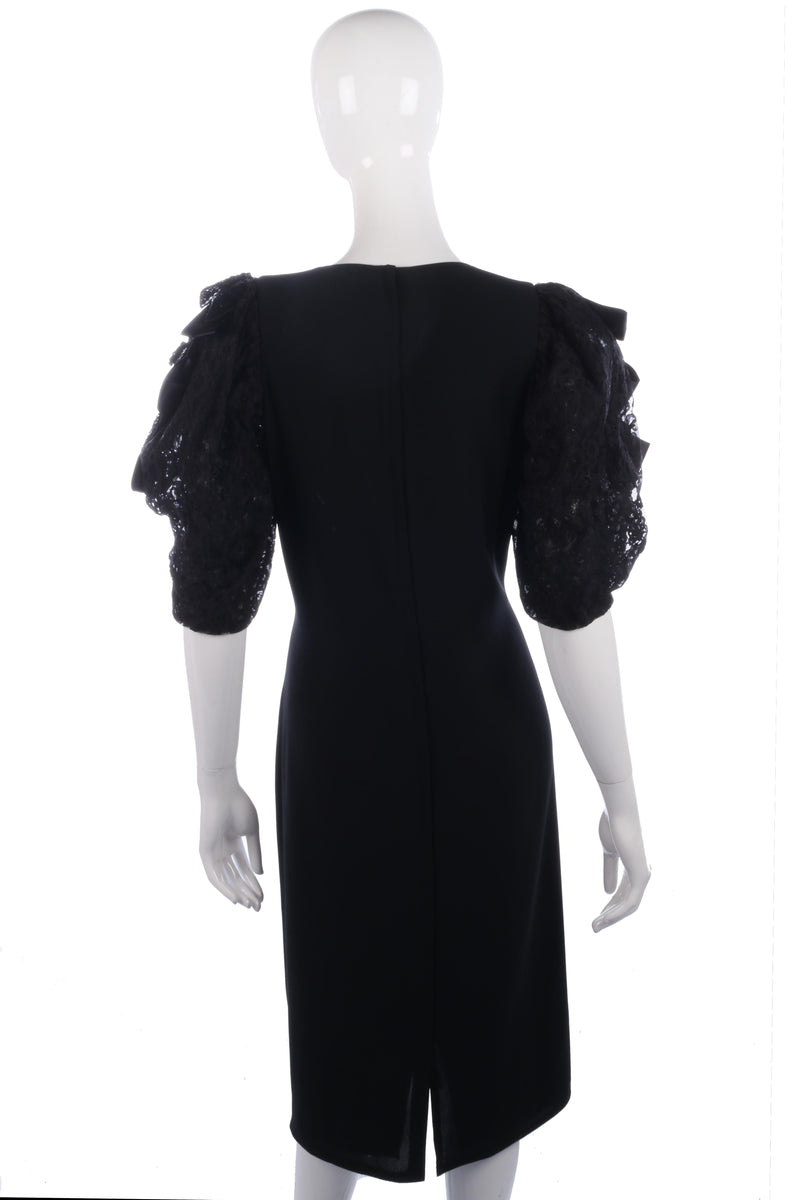 Fabulous Frank Usher black dress with lace sleeves size 14/16 - Ava & Iva