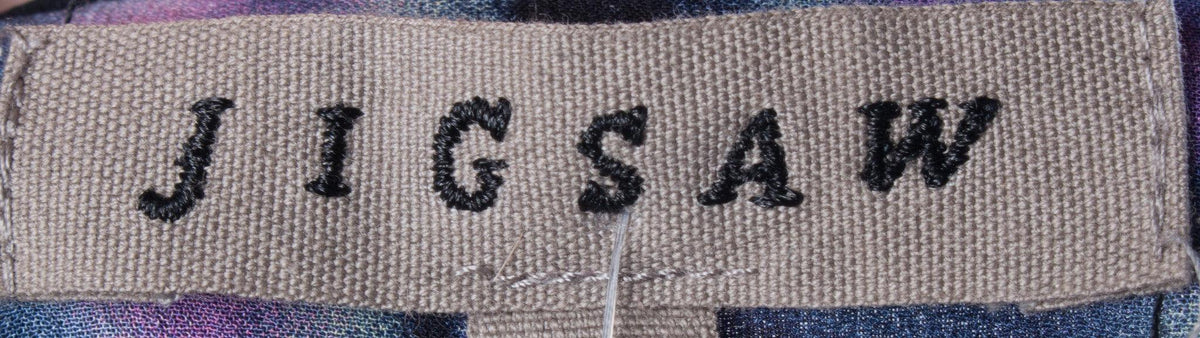 Jigsaw Dress 100% Silk Blue and Purple Floral Design. Stunning Size 8 - Ava & Iva