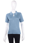 Viz-A-Viz blue top with collar size M