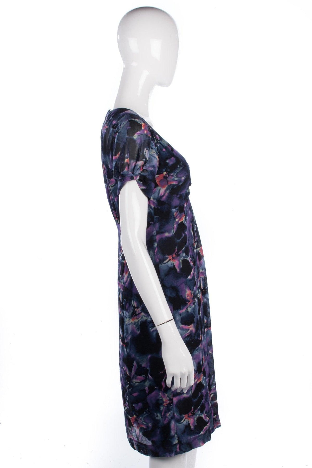 Jigsaw Dress 100% Silk Blue and Purple Floral Design. Stunning Size 8 - Ava & Iva