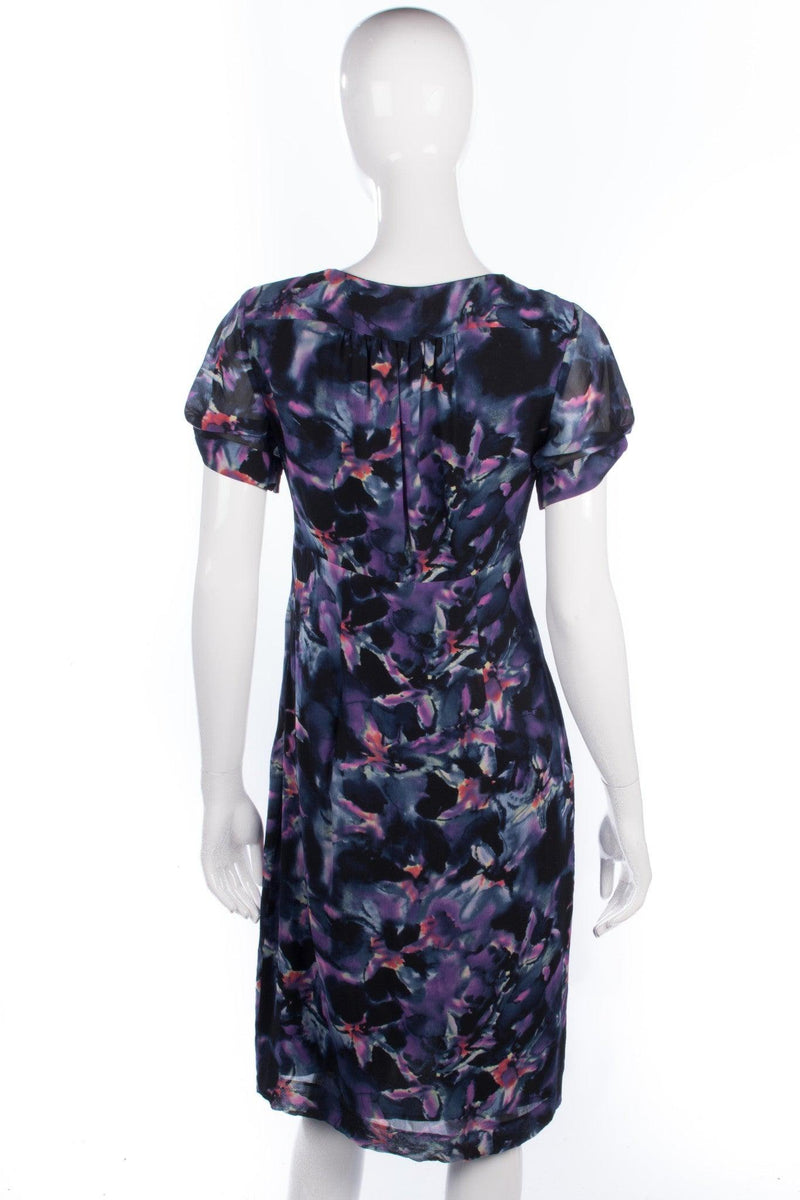 Jigsaw Dress 100% Silk Blue and Purple Floral Design. Stunning Size 8 - Ava & Iva