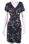 Jigsaw Dress 1960's Style Pattern Silk Purple Size 10 - Ava & Iva