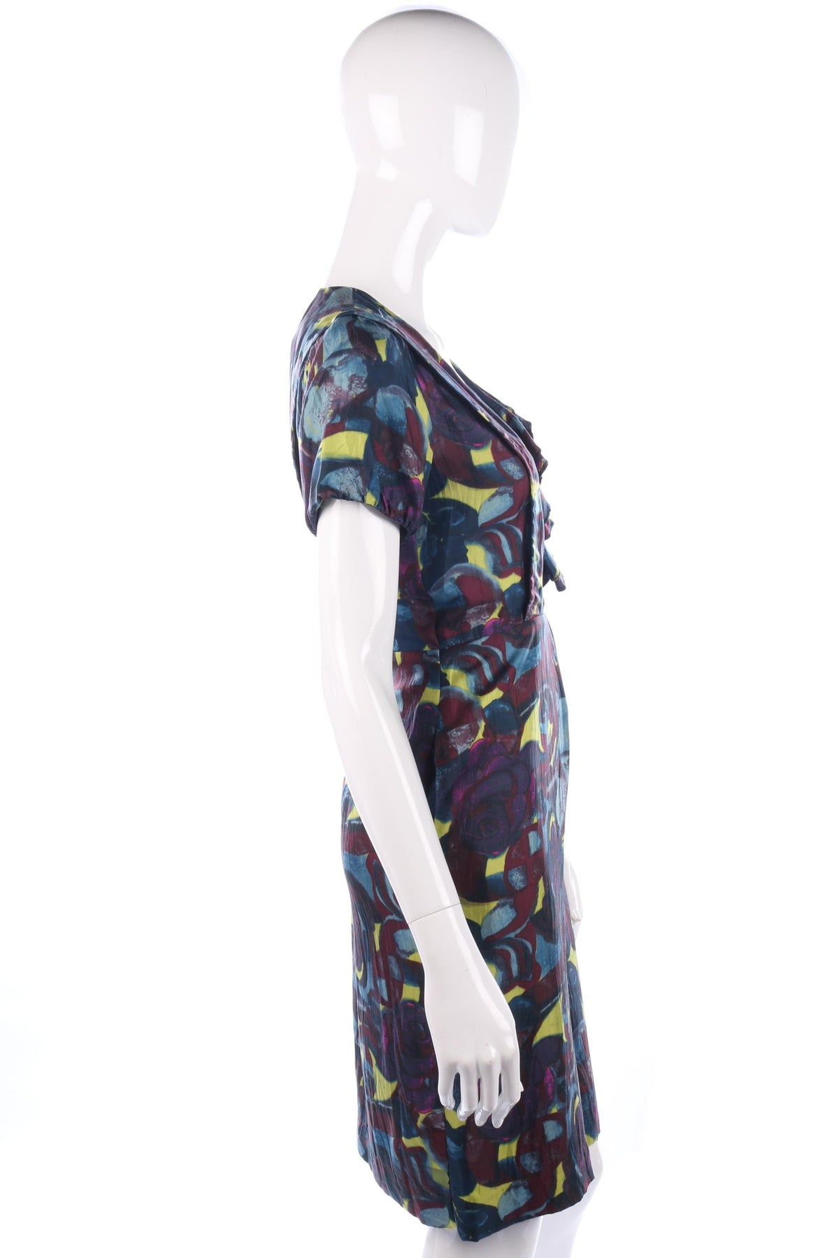 Jigsaw Dress 1960's Style Pattern Silk Purple Size 10 - Ava & Iva