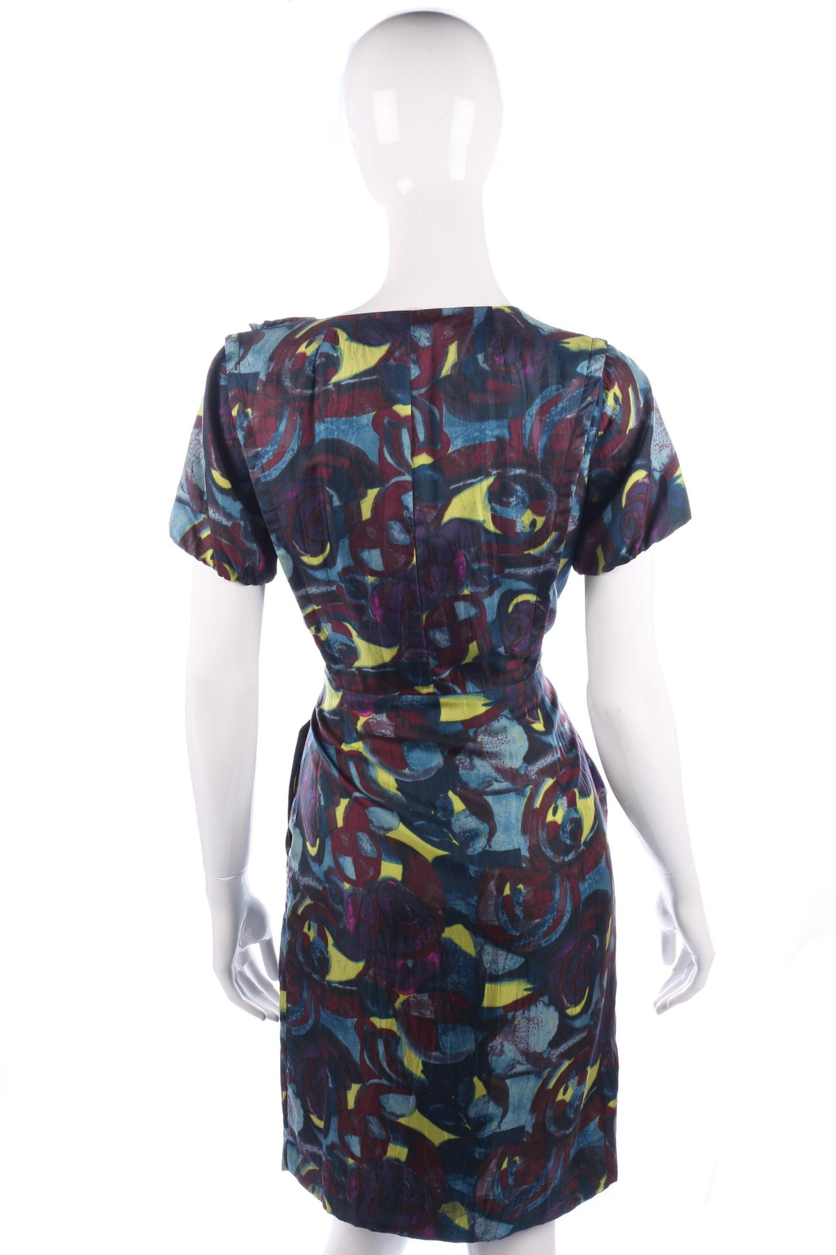 Jigsaw Dress 1960's Style Pattern Silk Purple Size 10 - Ava & Iva