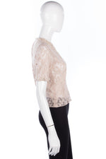 Givans Vintage Short Sleeve Blouse Dusky Pink Lace with Embroidery Size 36 (UK8/10) - Ava & Iva
