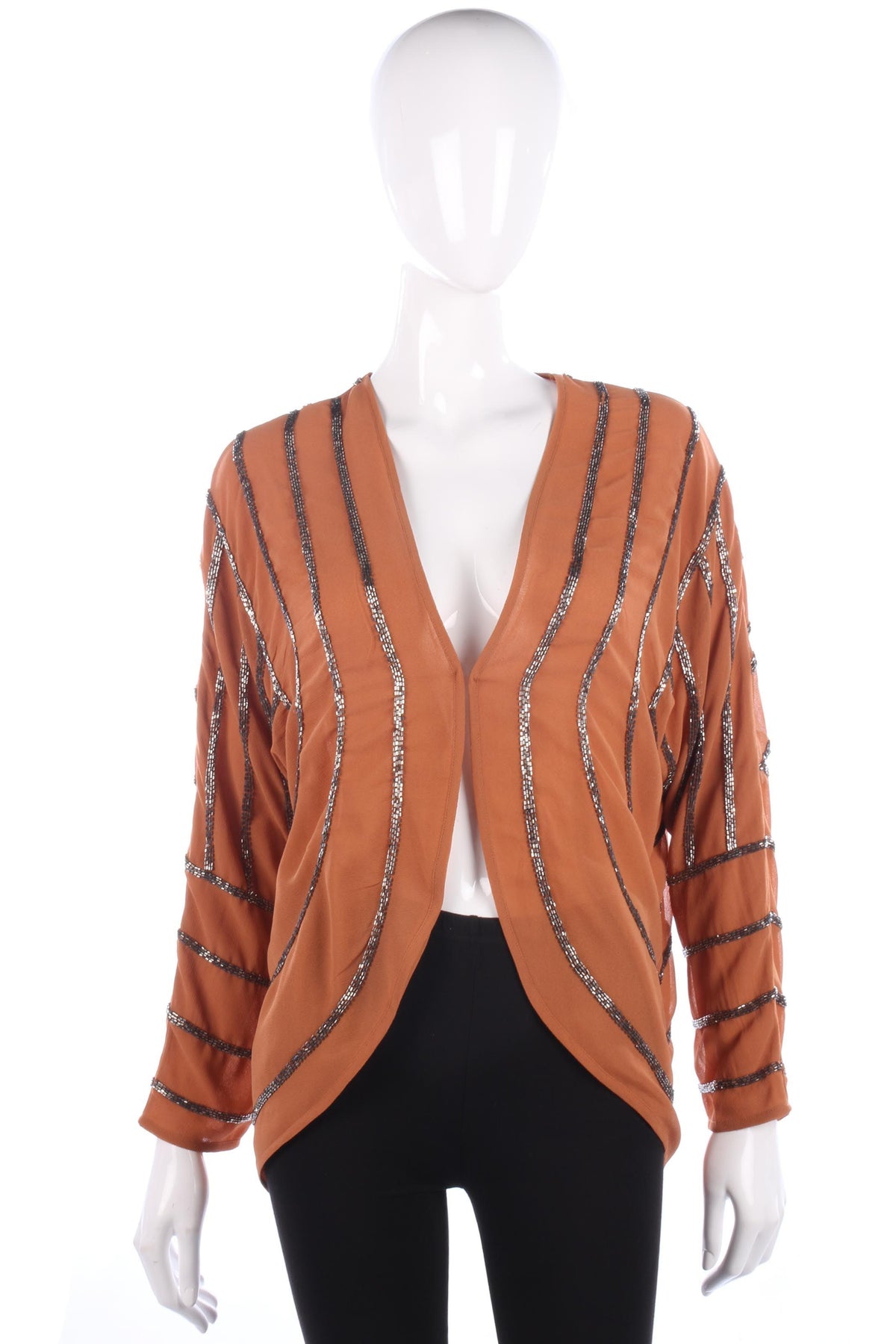 Definitions Beaded Chiffon Jacket Caramel Size 14 - Ava & Iva