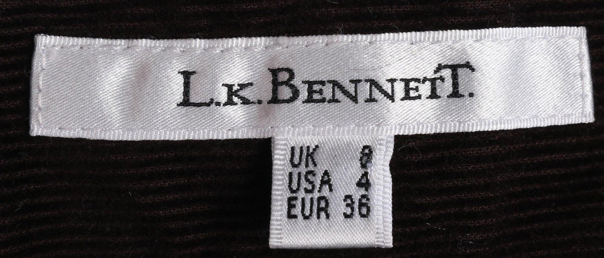 LK Bennett dark brown cord trousers labelled size 8 - Ava & Iva