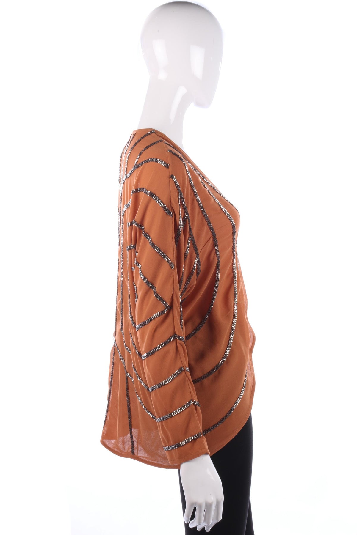 Definitions Beaded Chiffon Jacket Caramel Size 14 - Ava & Iva