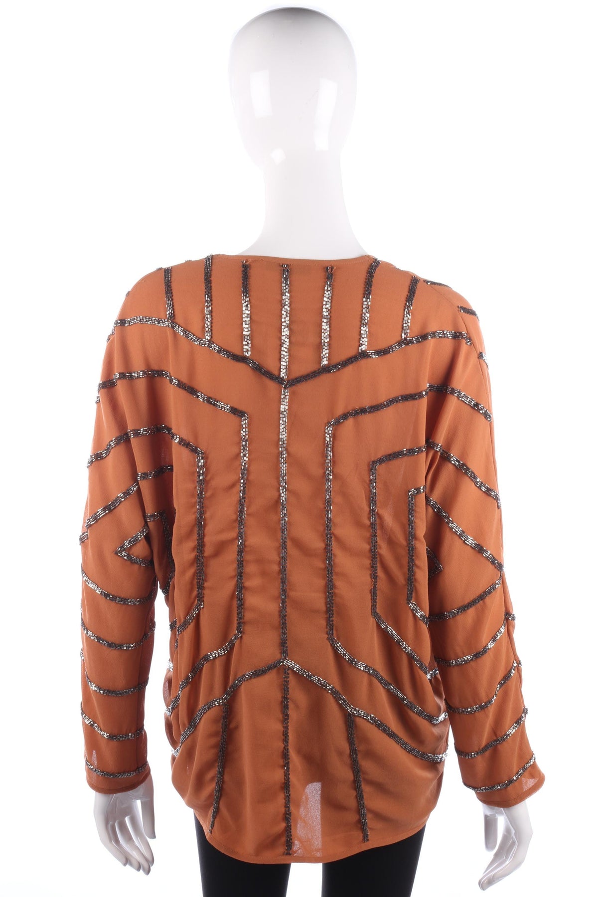 Definitions Beaded Chiffon Jacket Caramel Size 14 - Ava & Iva