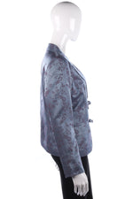 Chinese Style Satin Look Evening Jacket Dragn and Bamboo Pattern Grey Size 14 - Ava & Iva