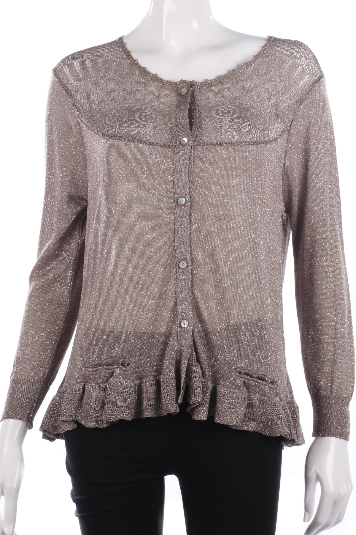 Odd Molly Cardigan Metallic Rose Gold Size M - Ava & Iva