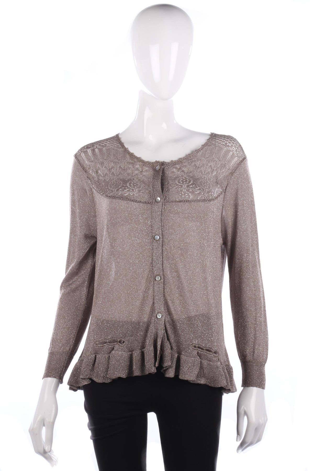 Odd Molly Cardigan Metallic Rose Gold Size M - Ava & Iva